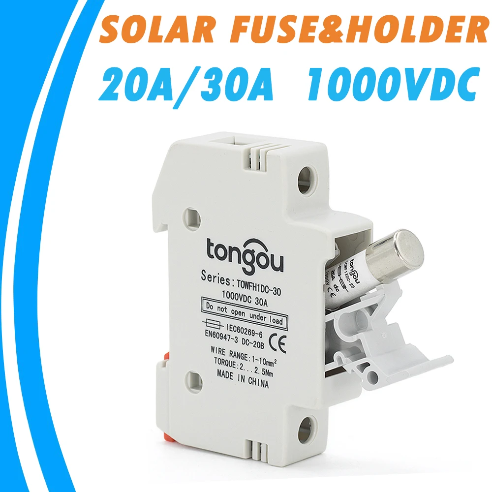 Solar PV String Fuses 15A DC protection up tp 1000Vdc pair of holder+fuse Solar PV String Fuses 15A DC protection up tp 1000Vdc pair of holder+fuse