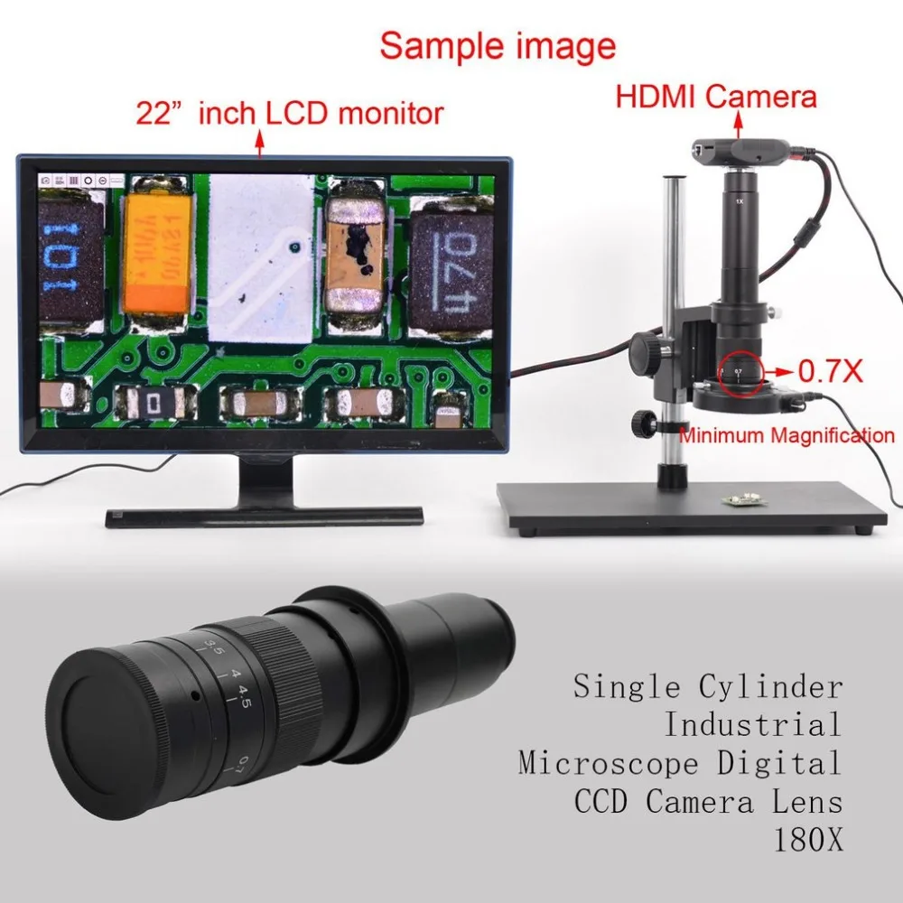 Monoculars MAX 180X Zoom C-Mount Glass Lens Adapter F Industrial Digital Microscope Camera Adapter Lens