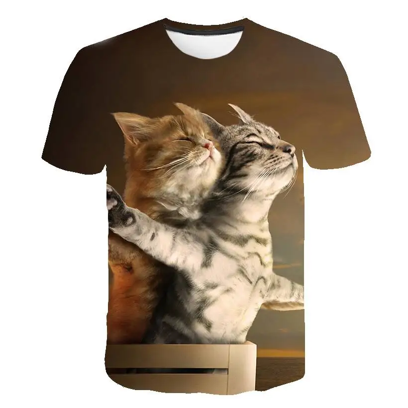 relâmpago gato engraçado camisa camisa de manga curta camisa de verão