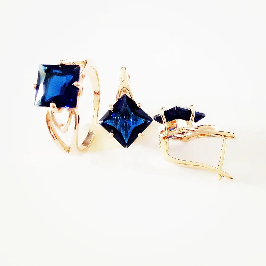 Комплект из кольца серёг и под розовое золото|bridal jewelry sets|fashion bridal setsfashion set |