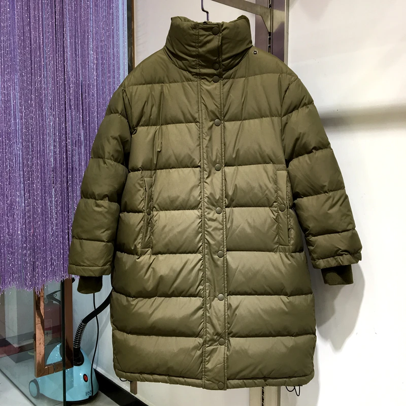  Oversize Thick Very Warm Army Green Long Women Winter Jacket Personalit Fashionable Loose Duck Down