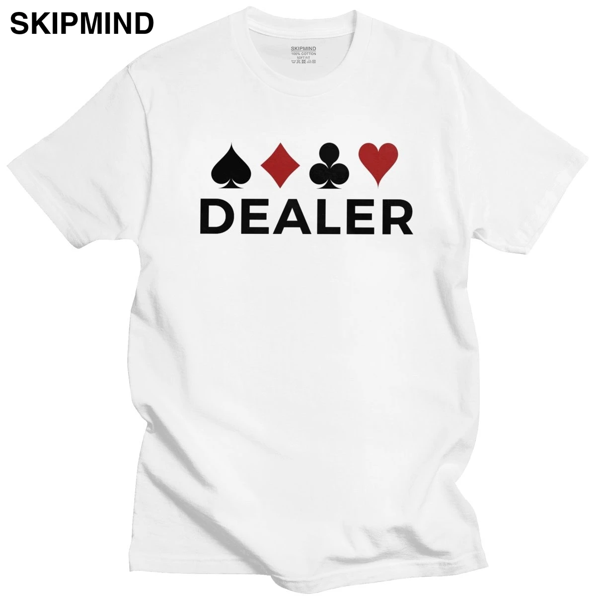 Urban Poker Dealer T Shirts Men Short Sleeved Print Gambling Card Game Tshirt Round Neck Fitted Cotton Apparel | Мужская одежда