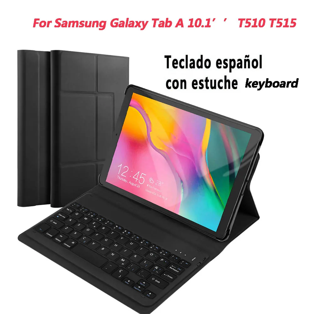 Для samsung Galaxy Tab A 10,1 T510 T515 Магнитная Адсорбция и съемный планшет Bluetooth клавиатура чехол с кожаный чехол - Цвет: Spanish Keyboard