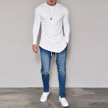 

Men Personality Casual T-shirt Slim Fit T-shirt Spring New Fashion Tops O-neck Long-sleeved T-shirt Camisa Masculina