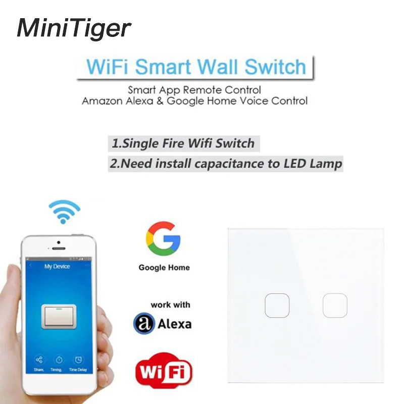 Esooli EU/UK wifi Smart 2 банды сенсорный выключатель приложение беспроводной пульт дистанционного света настенный сенсорный переключатель работа с