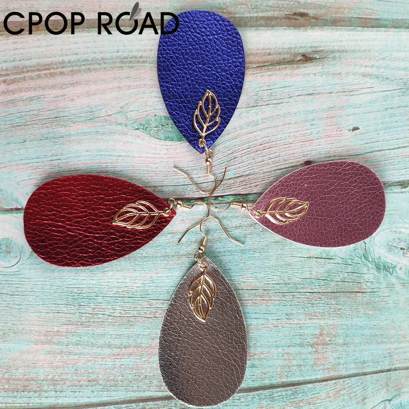 Cpop Двухсторонние серьги из искусственной кожи Модные ювелирные изделия