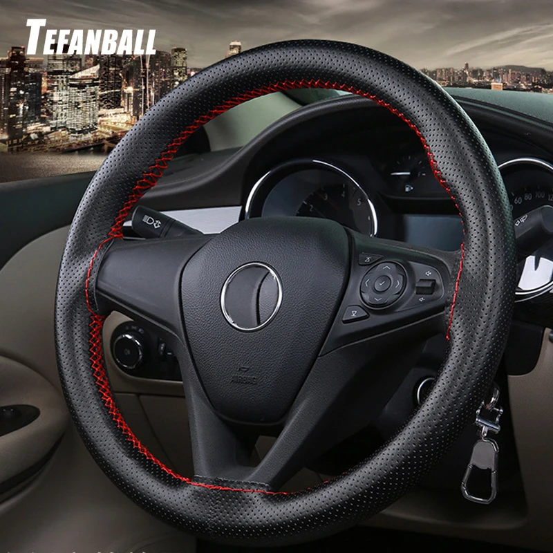 

Car Leather Steering Wheel Covers DIY Braid on the Steering-wheel Auto Cover With Needle and Thread Interior Accessories 38cm