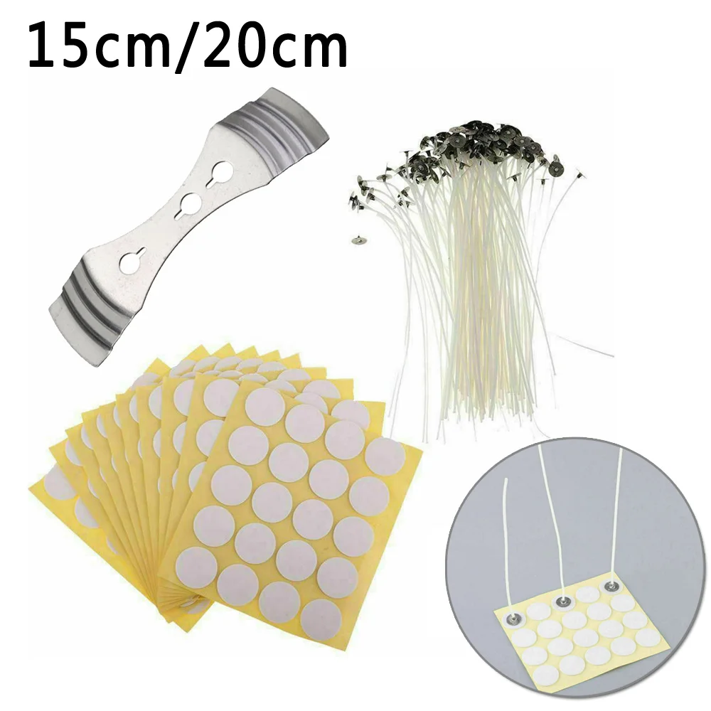 100X свеча Wicks15cm/20 cm+ 100X наклейки для фитиля+ 1X держатель DIY свечи формы для изготовления свечей ручной работы