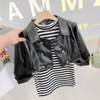 

Fashion Baby Girl PU Leather Jacket Puff Sleeve Spring Autumn Infant Toddler Kids Leather Coat Casual Chaqueta Outwear Clothes