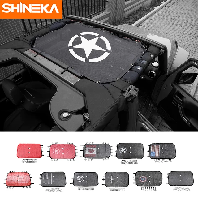 SHINEKA – pare soleil de toit de voiture, filet de Protection UV pour Jeep Wrangler JK 2 portes et 4 portes, accessoires de voiture de style 