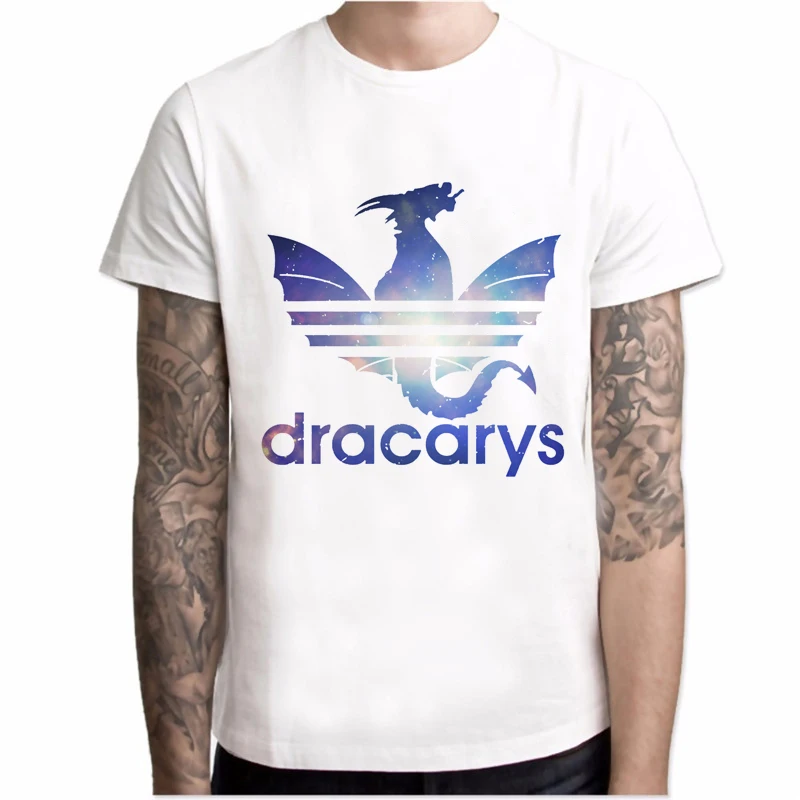 white Dracarys, Мужская футболка, Игра престолов, harajuku, Винтажная футболка, Camisetas hombre, хипстер, удобная игровая футболка, топы - Цвет: white