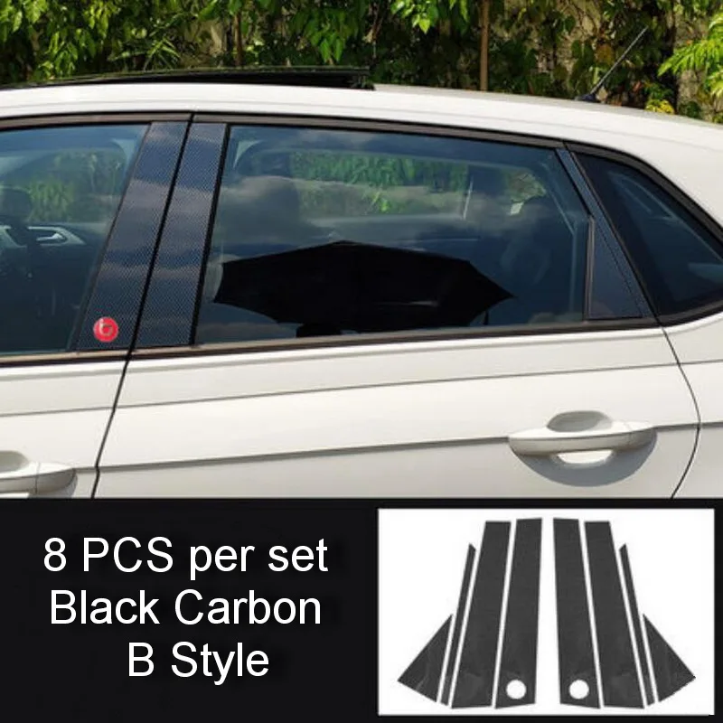 B Style carbon Tonlinker наружные окна модификация столб зеркальная крышка наклейка для Volkswagen POLO автомобильный Стайлинг 8 шт PC покрытие наклейка - Цвет: B Style carbon