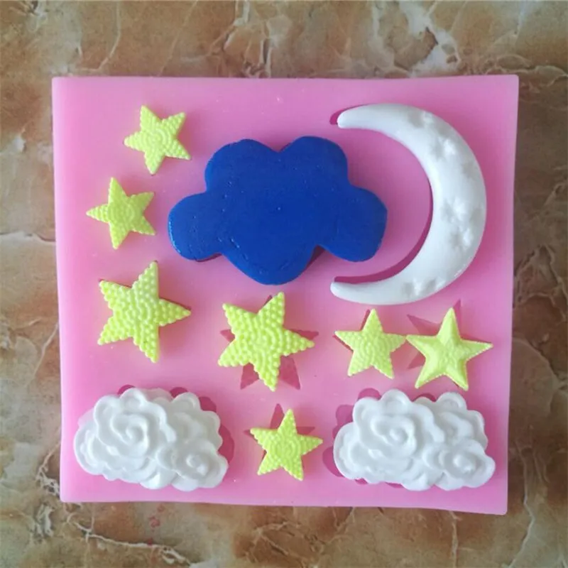 Силиконовые формы в форме звезды Луны Fondant (сахарная) пресс-форма для выпечки