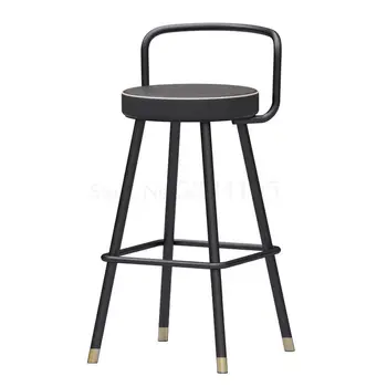 

Nordic Iron Bar Chair Back Home High Footed Stool Front Desk Chair Clothing Store Cash Register Chair Bar Stool