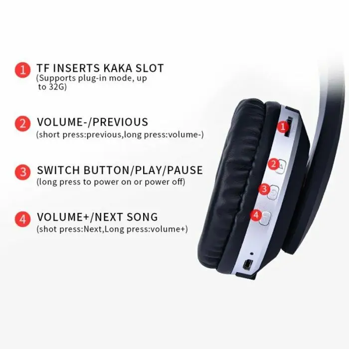 Складные Bluetooth 5,0 наушники Беспроводная гарнитура стерео бас наушники с микрофоном Hi 888