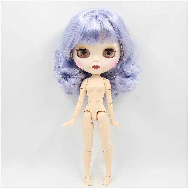 ICY factory шарнирная кукла blyth mix violet hair joint body matte face 30 см 1/6 toy - Цвет: white matte face