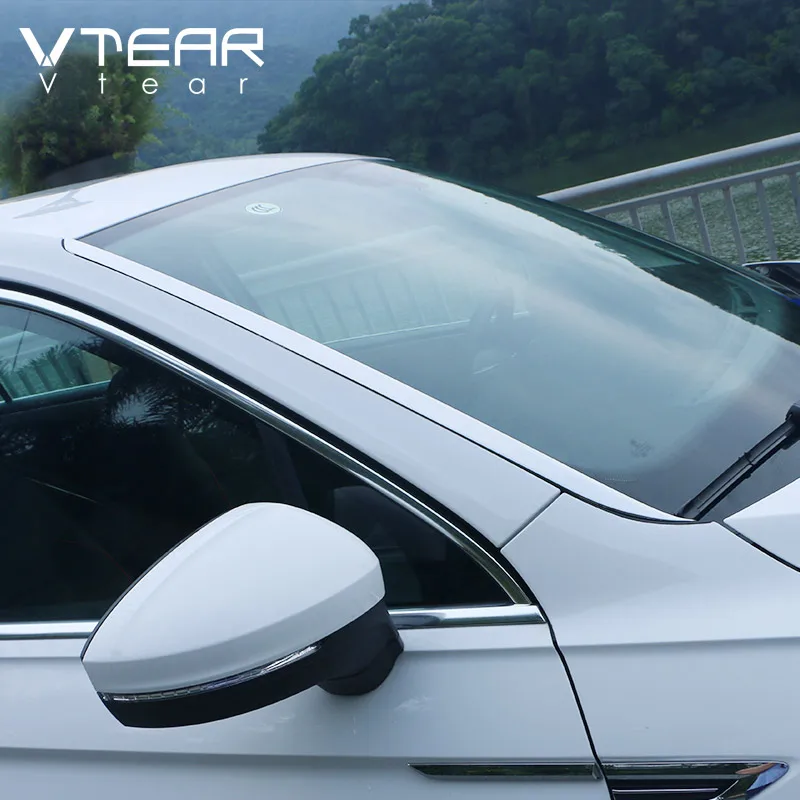 Vtear для VW Tiguan аксессуары переднее лобовое стекло Декоративная полоса Авто Переднее Окно ремонт внешняя отделка автомобиля Стайлинг
