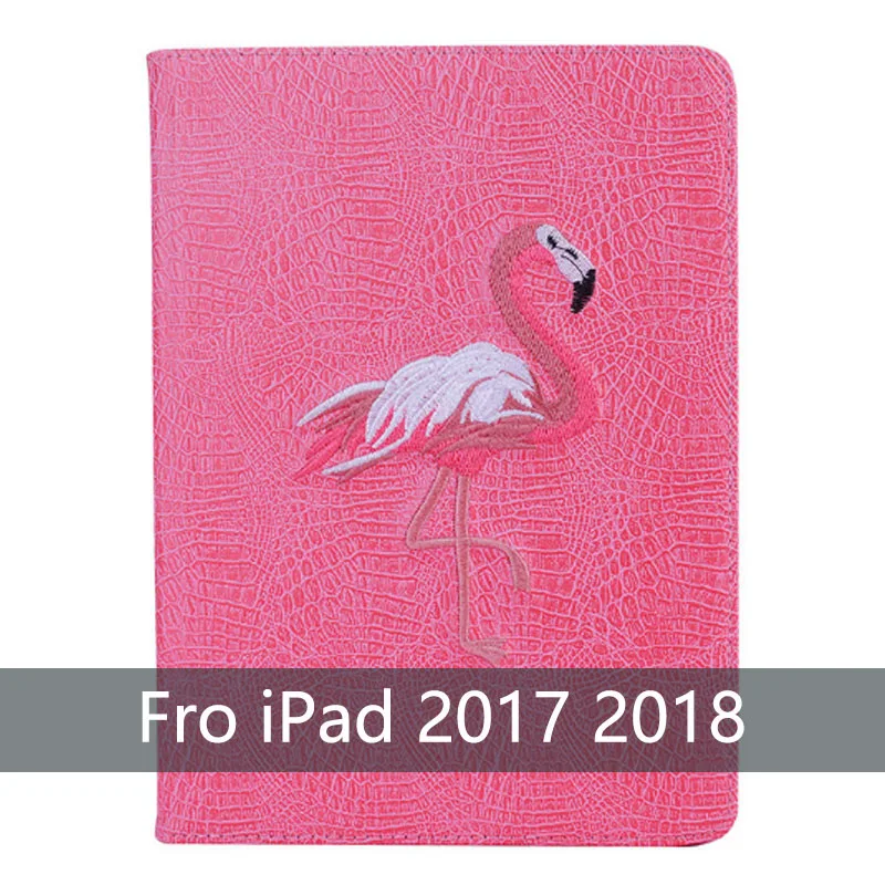 Для iPad чехол розовый Фламинго откидная крышка авто сна/Пробуждение Стенд PU кожаный умный чехол для iPad Air 2 Air 1 чехол - Цвет: Красный