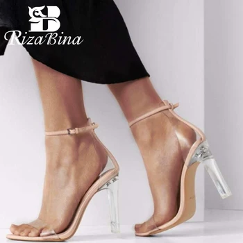 

RIZABINA Solid Color Women Sandals Patchwork Square Heel Shoes Women Open Toe Brand Ins Hot Party Travel Footwear Size 35-43