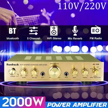 

Stereo Power Amplifier 2000W 110V 220V 5 Channel Equalizer Car Amplifier Home Theater Amplifiers Audio FM bluetooth 5.0 with MIC