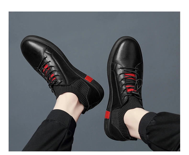 Мужская дышащая кожаная обувь с высоким берцем zapatos hombres повседневная кожаная мужская обувь Роскошная брендовая модная обувь мужские кроссовки