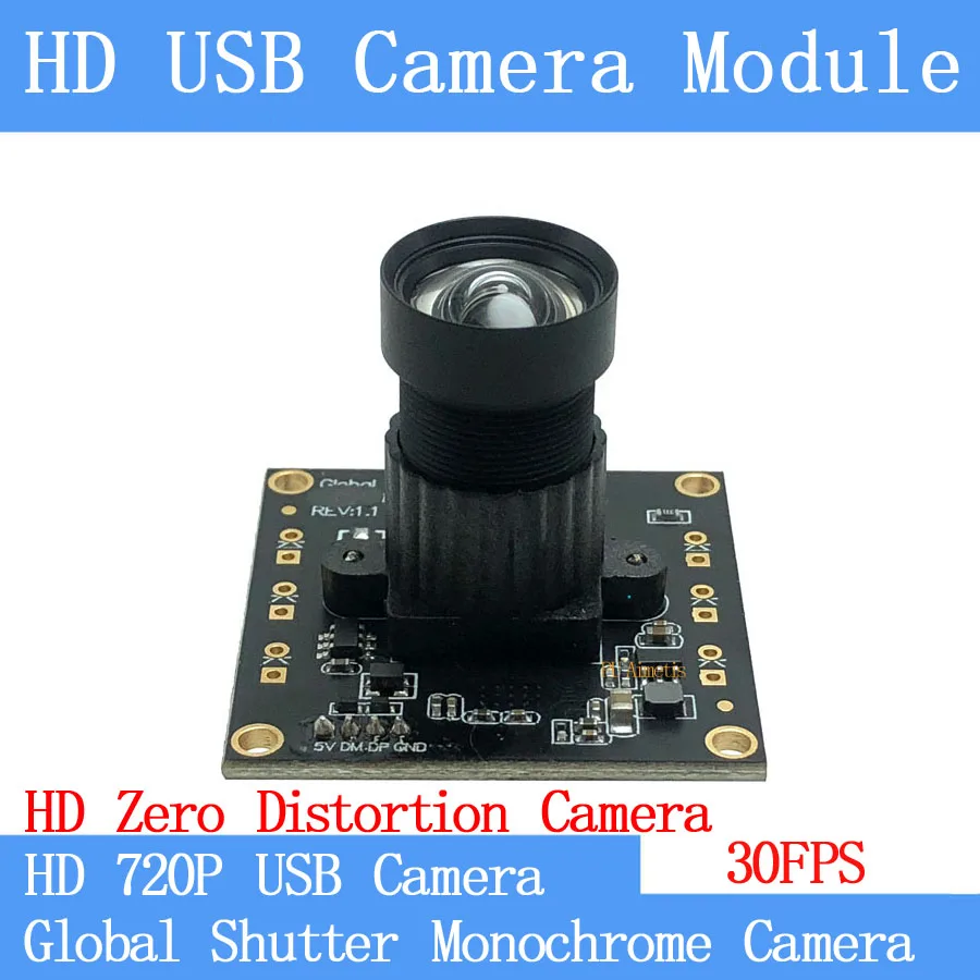 720P 30FPS MJPEG USB модуль камеры без искажений Центральный затвор монохромный высокоскоростной OTG UVC Linux CCTV камера наблюдения