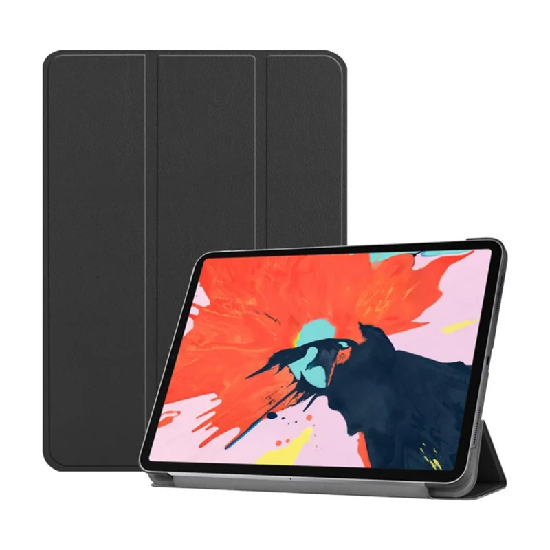 Чехол MTT для iPad Pro 12,9 дюйма 3rd Gen из искусственной кожи, чехол-подставка с мультяшным граффити, Магнитный смарт-чехол с беспроводной зарядкой - Цвет: Black