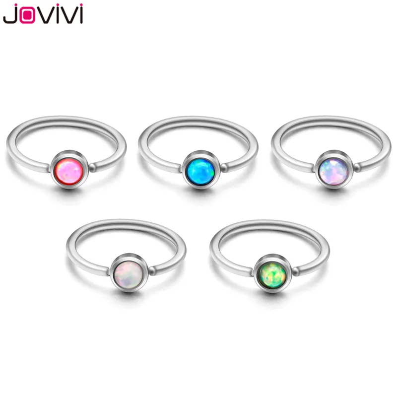 JOVIVI 5 шт. Нержавеющая сталь 0,8/20ga из искусственных волос в носу с опалом, украшение для пирсинга губ/бровей нательное пирсинг-кольцо для изготовления бижутерии Цвет комплект Mutifuction - Окраска металла: 5pcs Set