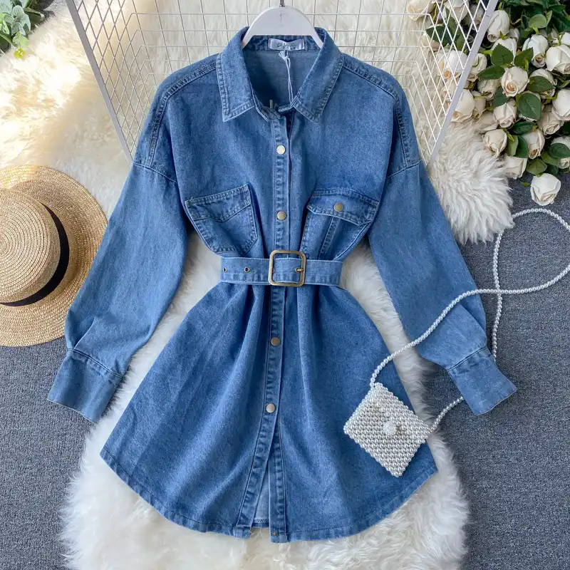 black denim dress long sleeve