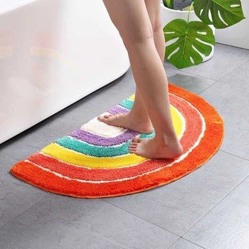 

Rainbow Semicircular Floor Mat Indoor Door Mat Bedroom Doorway Vacuuming Mat Bathroom Absorbent Cartoon Floor Mat Beautiful and