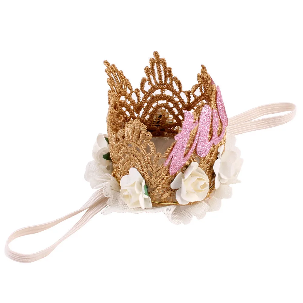 Newborn Crown Headband Princess Crown lace flower headband Baby Girls Hair Band Children Photo Props Hair Accessories