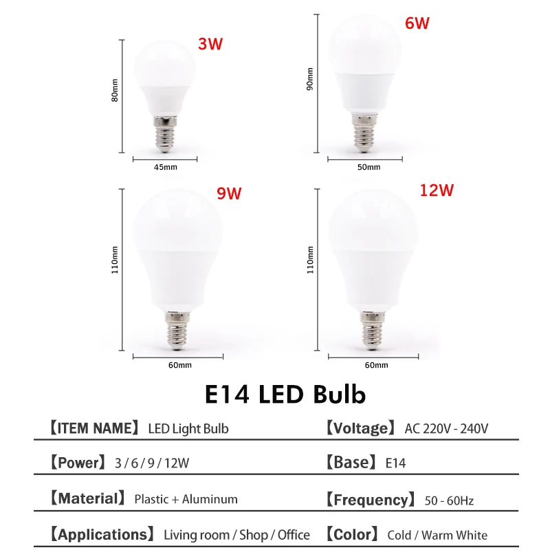 KARWEN Lampada LED E27 LED lamp bulb  E14 AC 220V 230V 240V 3w 6w 9w 12w 15w 18w 20w LED Spotlight Table lamp light