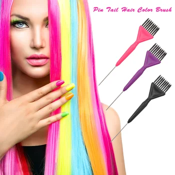 

Hair Dyeing Comb Brush Comb Plastic Handle with Tail Salon Tinting Brush Barber Hair Color Comb Highlighting Hair Styling Tool