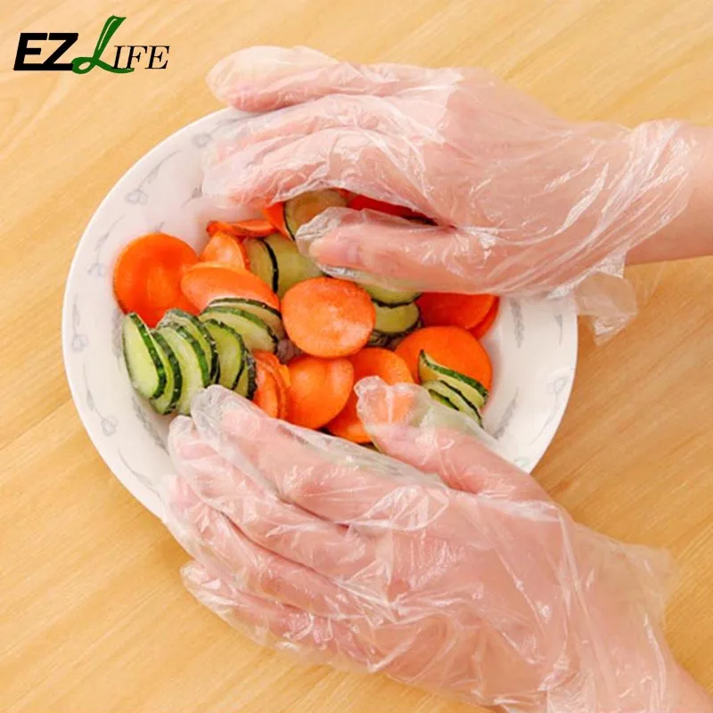 100 шт./пакет фабричные одноразовые перчатки пластиковые пищевые столовая