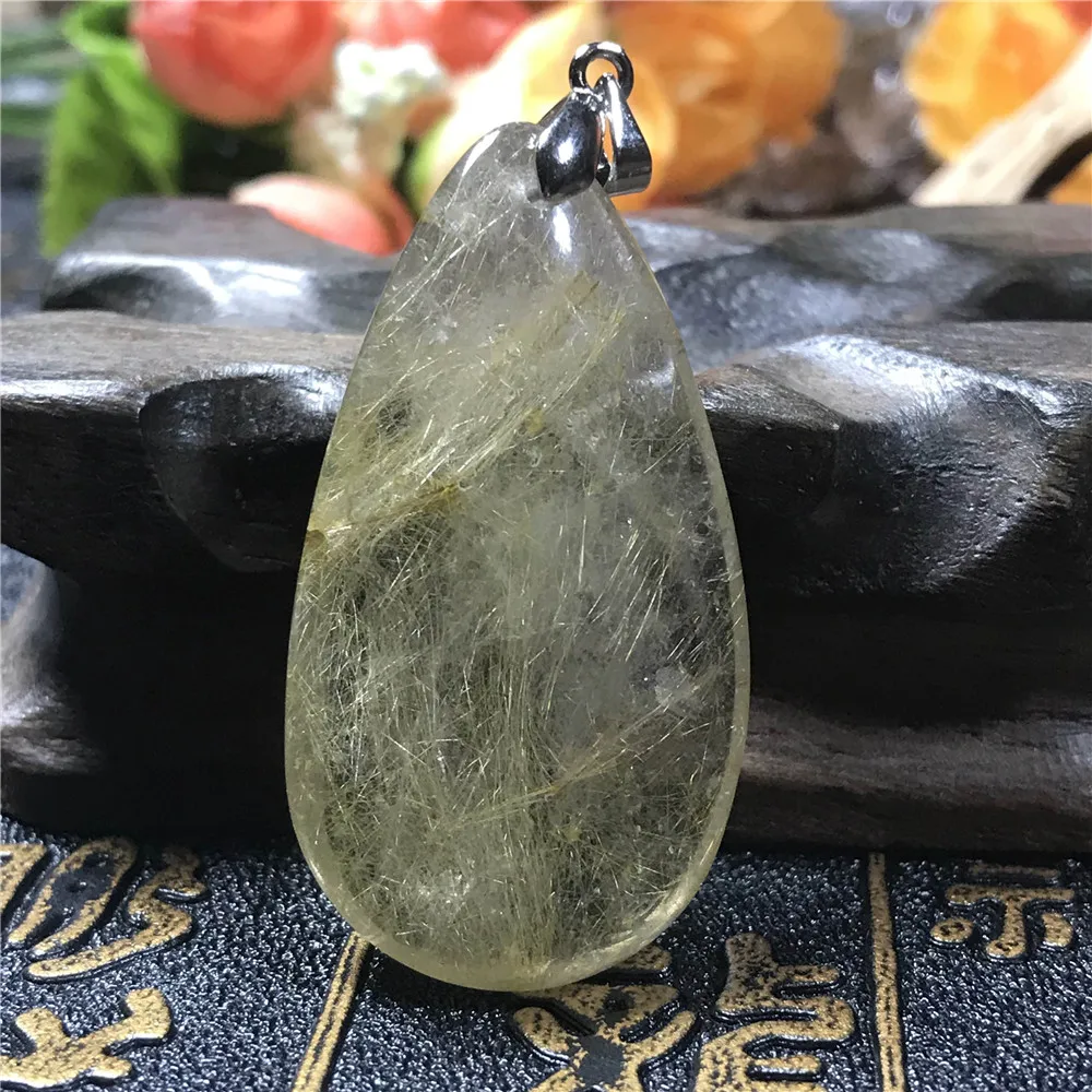 Natural Gold Rutilated Quartz Pendant (1)