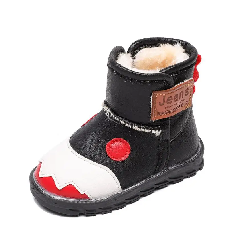 Детская повседневная обувь новые зимние ботинки на шнуровке с кроличьим мехом обувь для мальчиков и девочек модные кожаные мягкие Нескользящие теплые зимние ботинки европейские 21-30