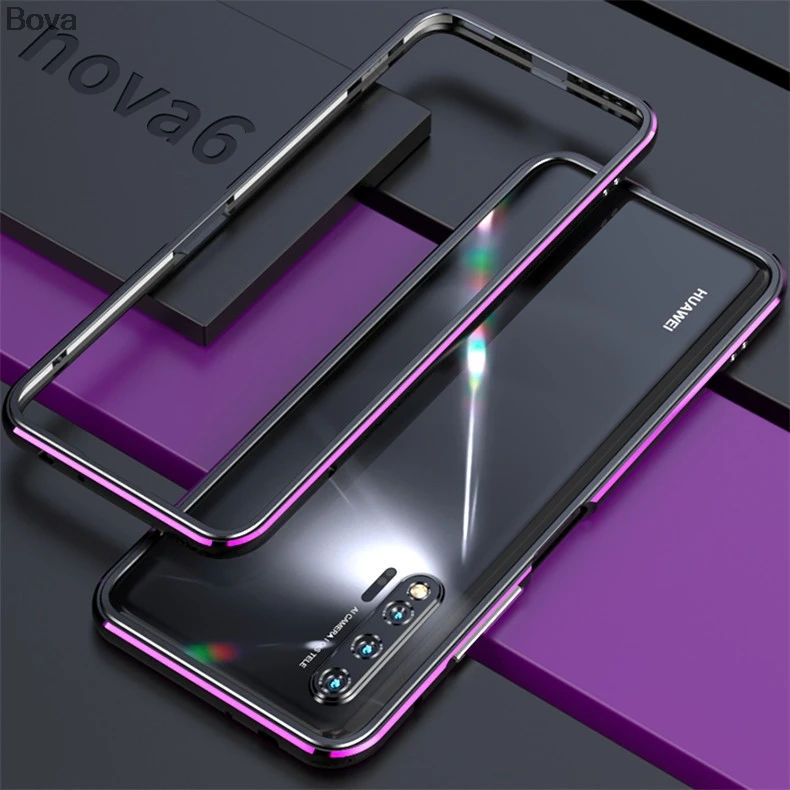 Чехол для huawei Nova 6 роскошный Ультратонкий алюминиевый бампер для huawei Nova6 4G 5G+ 2 пленки(1 передняя+ 1 задняя