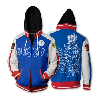 

Anime YURI!!! on ICE Yuri Plisetsky Cosplay 3D Printing Hooded Zipper Jacket Blue Coat Sweatshirts Men's Streetwear Hoodie S-5XL