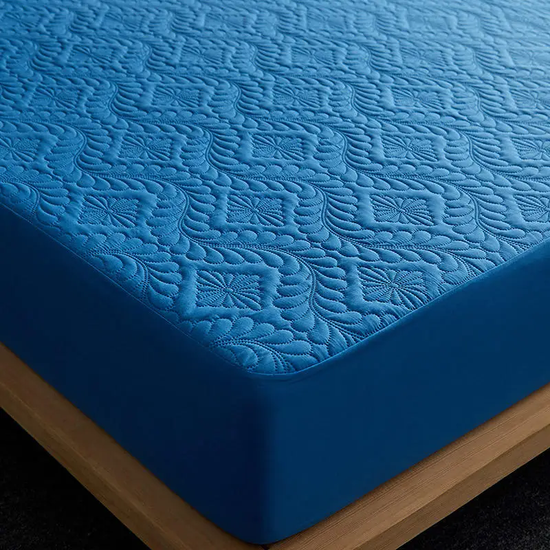 Bonenjoy Quilted Waterproof Fitted Sheet With Elastic Queen King Size Mattress Cover Solid Color Bed Sheets (No Pillowcase) 5