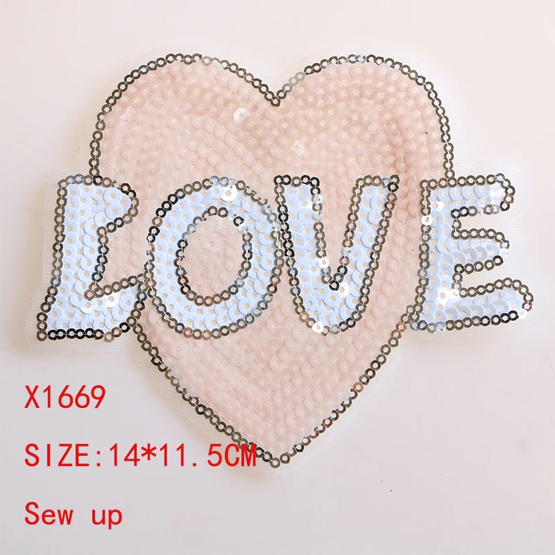 X1669 2pcs 1 шт., различные нашивки в форме сердца, с блестками, с героями мультфильмов, железные нашивки для одежды, DIY, полосатая одежда, лоскутные значки на заказ - Цвет: X1669 2pcs