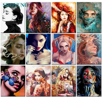 

SDOYUNO 60x75cm Oil Painting By Numbers Figure DIY Paint By Numbers On Canvas Beauty Girl Frameless Digital Painting Draw Number
