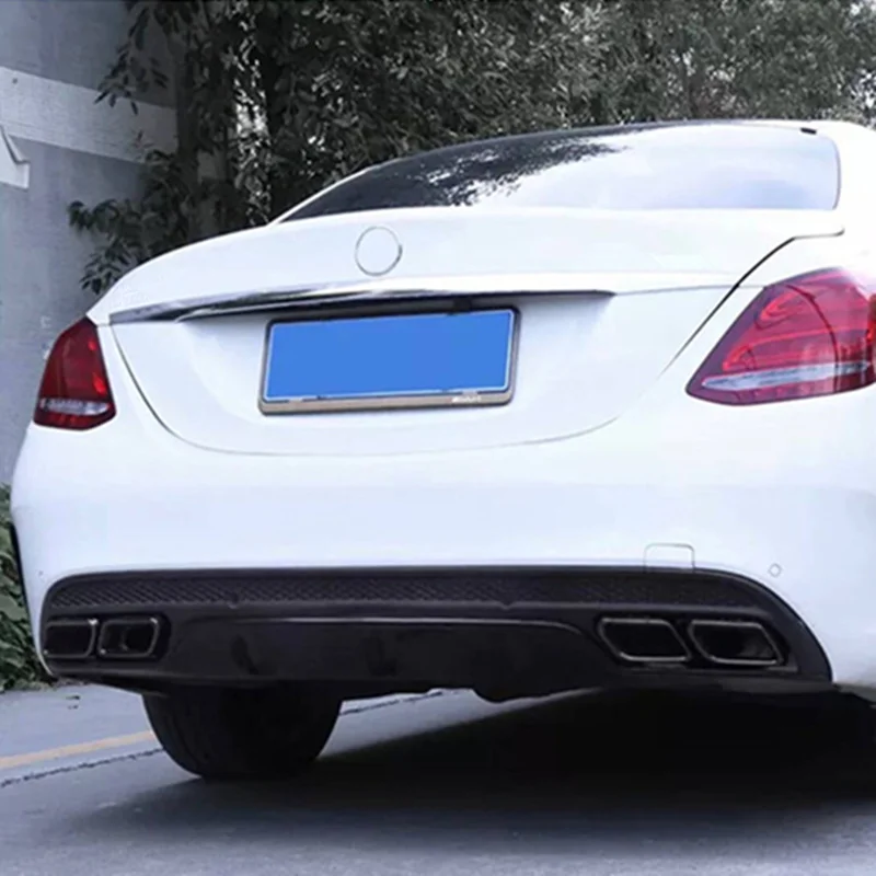 Для AMG style ABS диффузор заднего бампера для Mercedes W205 C Class C200 4DR Sedan 2DR Coupe Sport Edition с выхлопными наконечниками 14-19