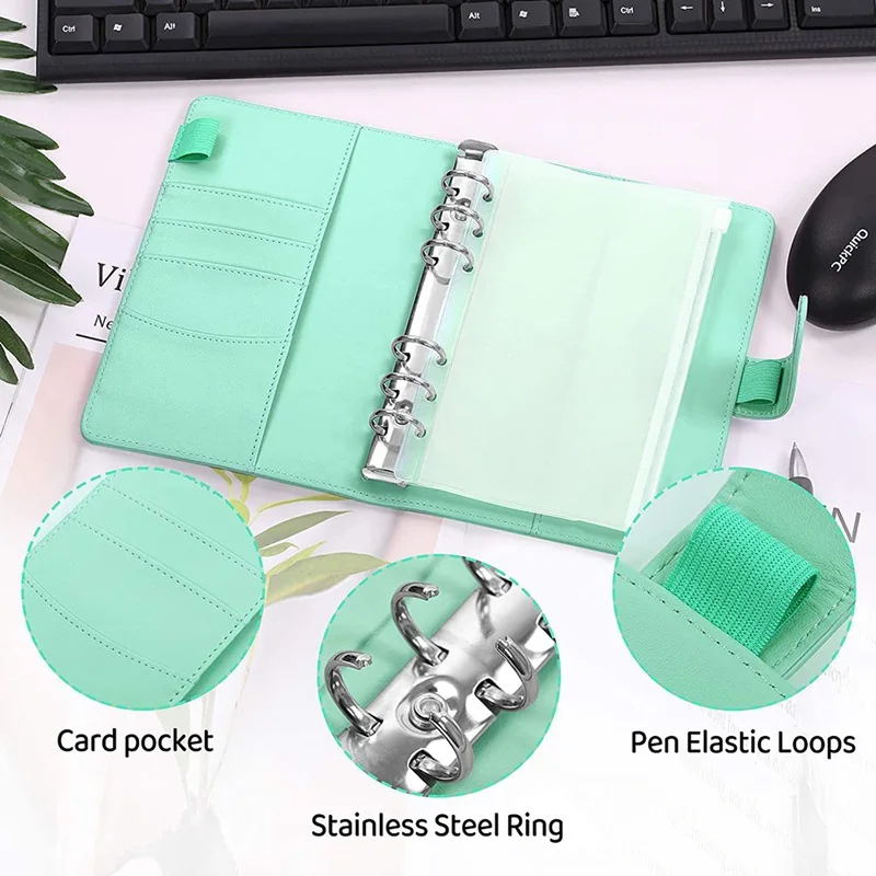 PIRFOEVA 2 Pack 6 Ring Binder Refillable PU Leather