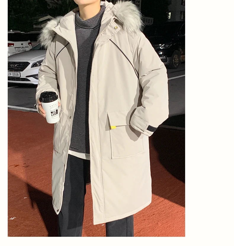 LEGIBLE Long Parka Men Coats Winter Jacket Men Thicken Warm Fur Hooded Outwear Men Coat Long Casual Men's Winter Jackets