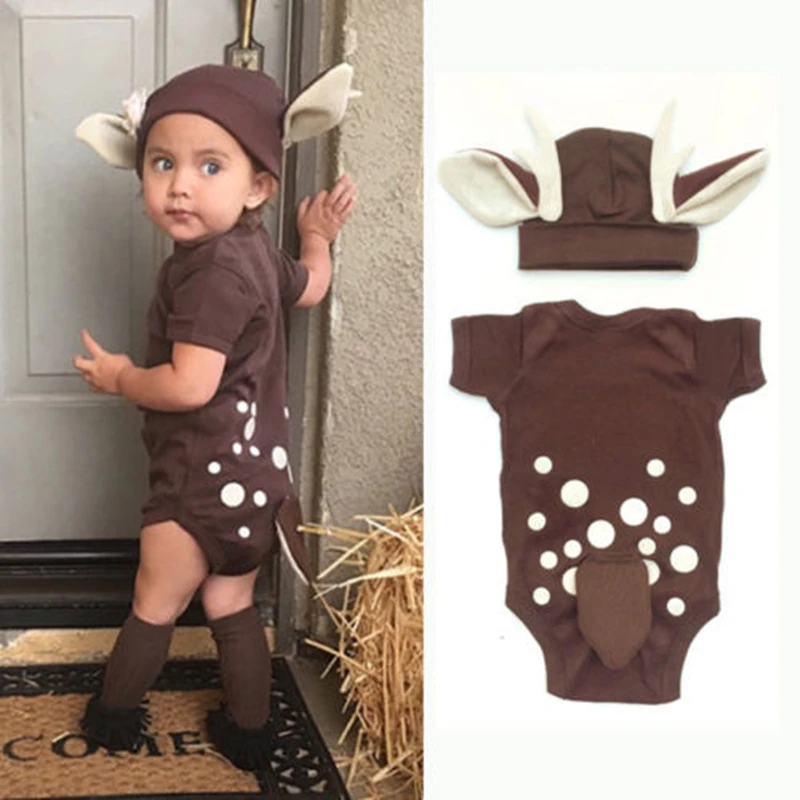

Newborn Baby Bodysuit+ Cartoon Hat 2Pcs Summer Clothes Sets Boys Girls Animal Short Sleeve Cotton Infant Casual Outfits 0-18M