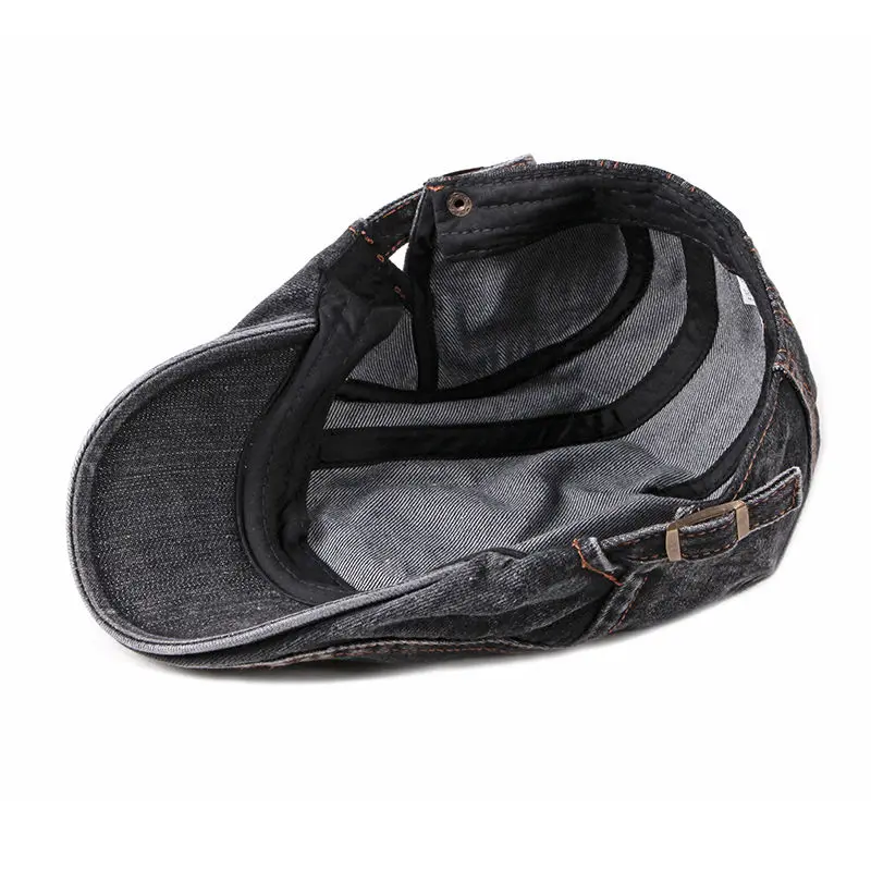 Beret hat newsboy cap newsboy hat spring summer solid color newsboy caps men washed denim cotton flat peaked cap women painter beret hats 16