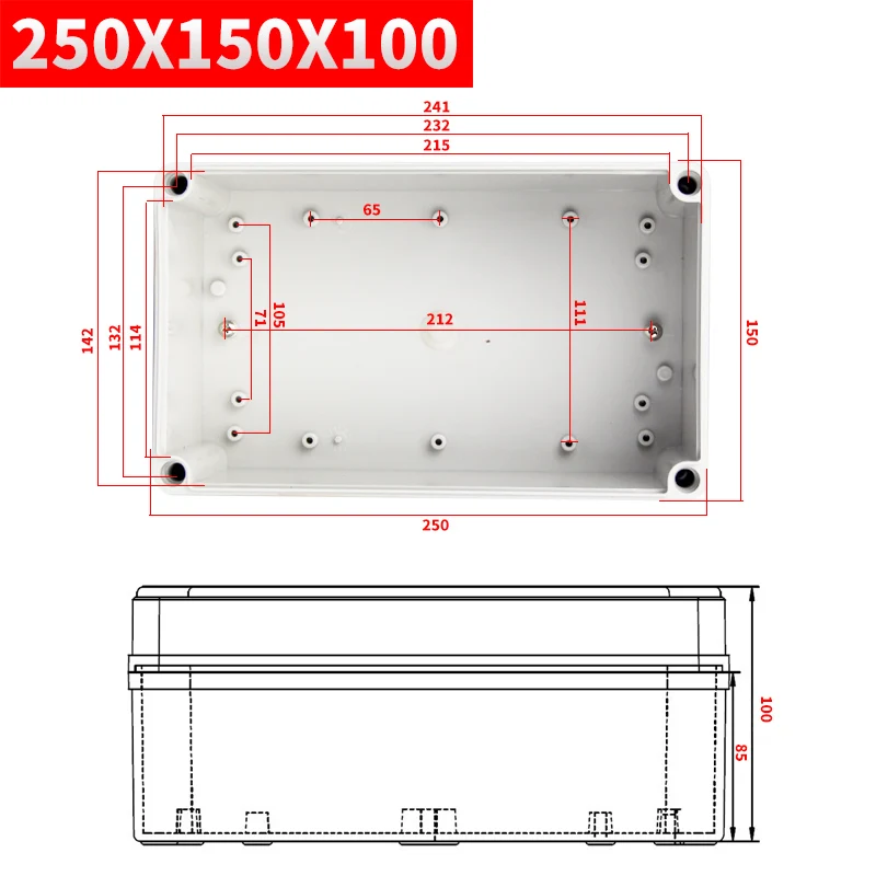 250x150x100 ABS пластиковый водонепроницаемый ящик для мониторинга мощности IP67 наружная водонепроницаемая распределительная коробка Наружная непромокаемая уплотнительная кнопочная коробка - Цвет: 250x150x100