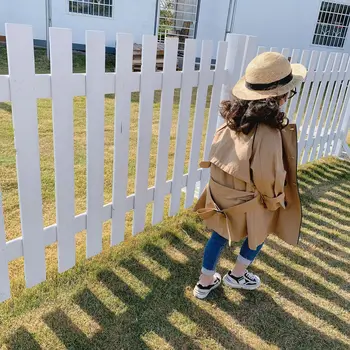 

Spring New Arrival korean style cotton pure color fashion casual long sleeve all-match long windbreak coat for cool baby girls