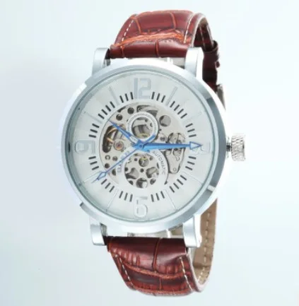 

Goer1 Fully Automatic Analog Watch Fashion Men Analog Watch Leather Belt Hollow Table Large Dial Table Gz0052