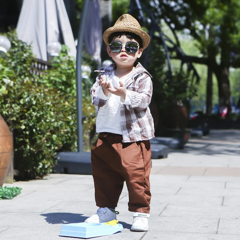 Autumn Kids Baby Boys Clothes Shirts Big Plaid Loose Shirts for Little GirlsToddler Long Sleeve Tops Children's Clothing
